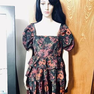 Floral Puff Sleeve Dress Buddy Love sizeM